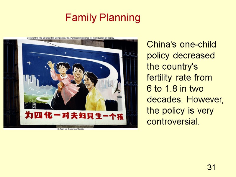 31 China's one-child policy decreased the country's fertility rate from    